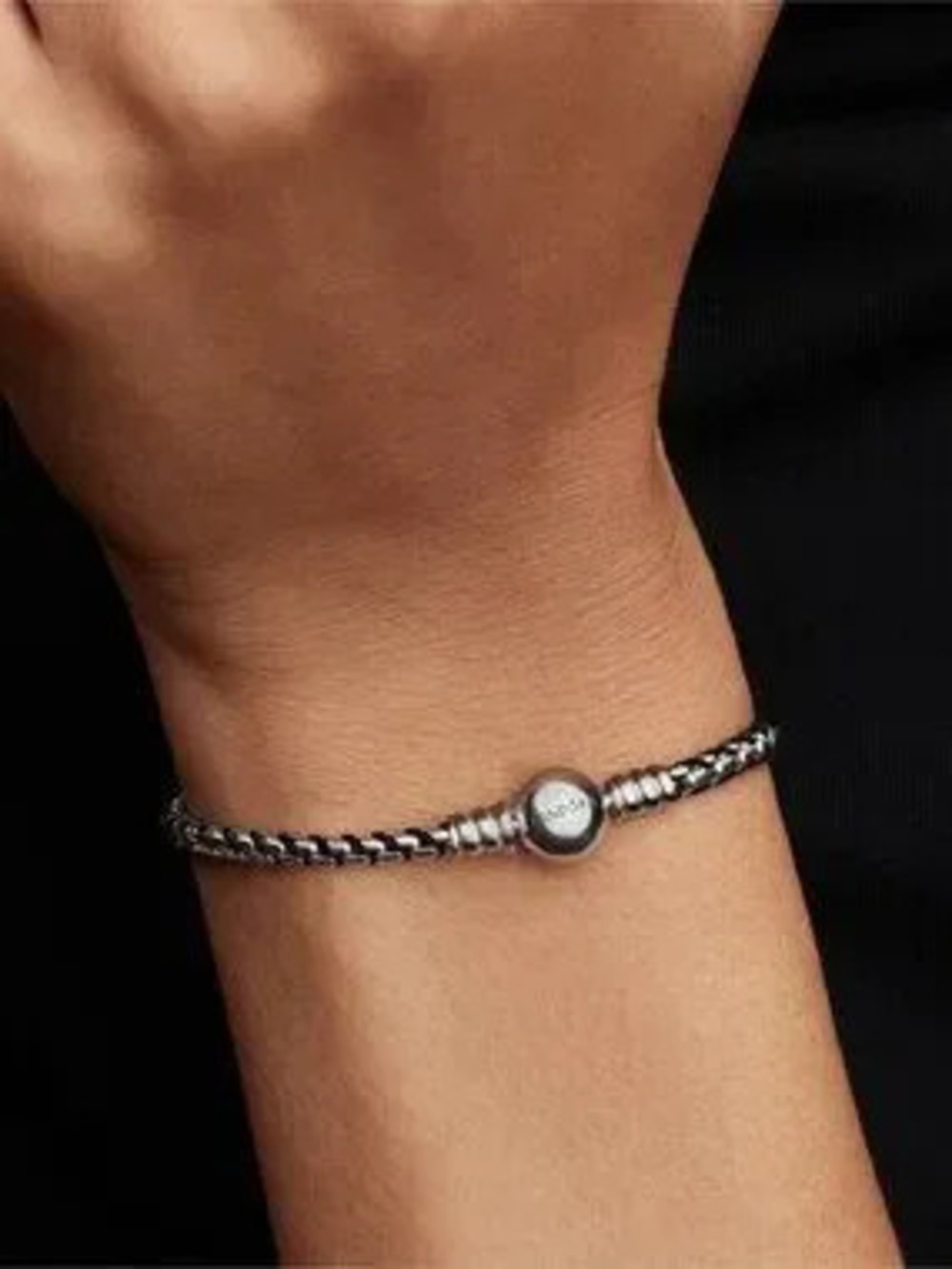 Pandora Black Cord Box Chain Bracelet